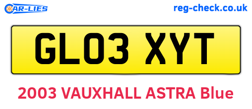 GL03XYT are the vehicle registration plates.