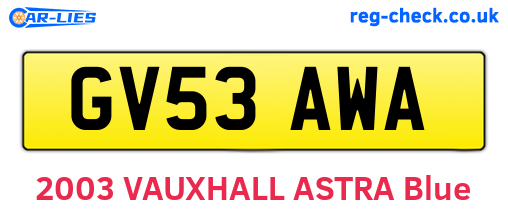 GV53AWA are the vehicle registration plates.