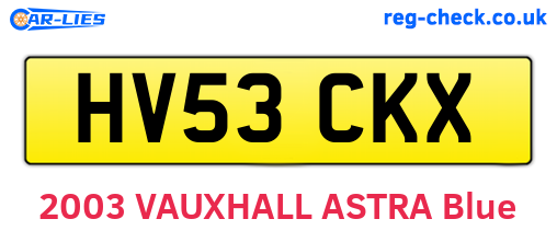 HV53CKX are the vehicle registration plates.