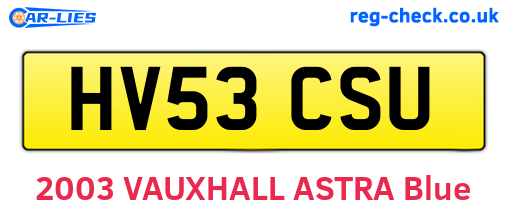 HV53CSU are the vehicle registration plates.