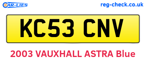 KC53CNV are the vehicle registration plates.