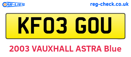 KF03GOU are the vehicle registration plates.