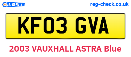 KF03GVA are the vehicle registration plates.
