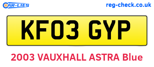 KF03GYP are the vehicle registration plates.