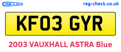 KF03GYR are the vehicle registration plates.