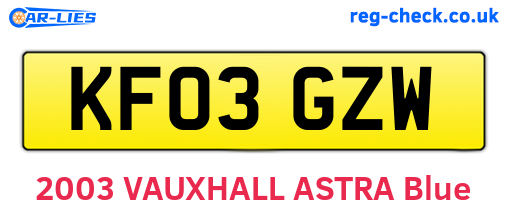 KF03GZW are the vehicle registration plates.