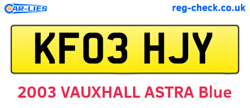 KF03HJY are the vehicle registration plates.