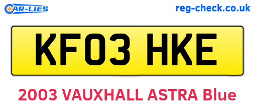 KF03HKE are the vehicle registration plates.