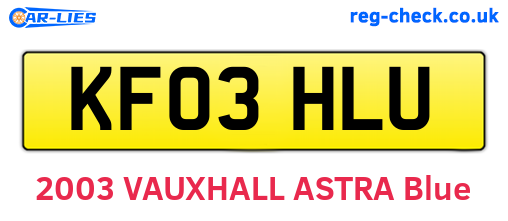 KF03HLU are the vehicle registration plates.