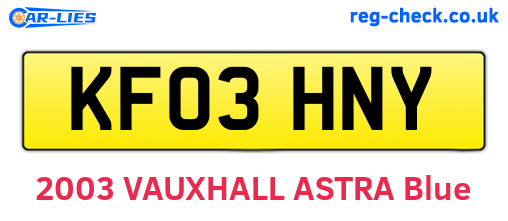 KF03HNY are the vehicle registration plates.