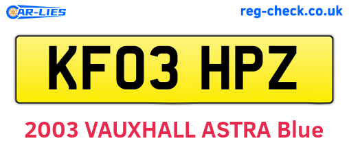 KF03HPZ are the vehicle registration plates.
