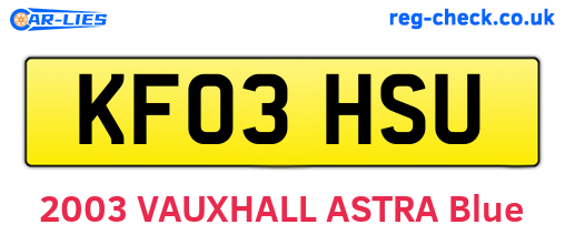 KF03HSU are the vehicle registration plates.