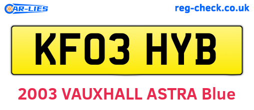 KF03HYB are the vehicle registration plates.