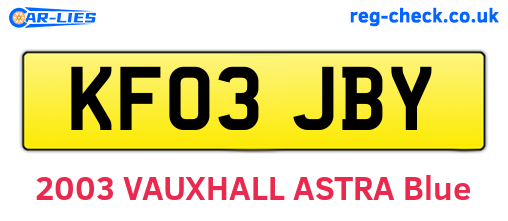 KF03JBY are the vehicle registration plates.