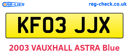 KF03JJX are the vehicle registration plates.