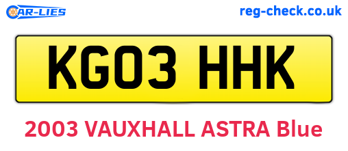 KG03HHK are the vehicle registration plates.