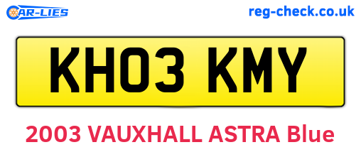 KH03KMY are the vehicle registration plates.