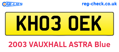 KH03OEK are the vehicle registration plates.