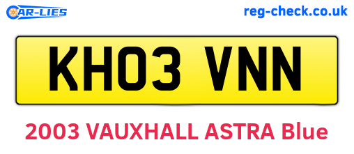 KH03VNN are the vehicle registration plates.