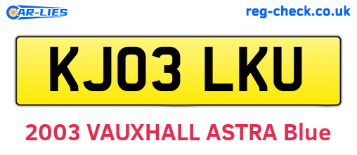 KJ03LKU are the vehicle registration plates.