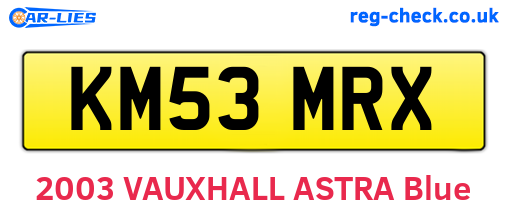 KM53MRX are the vehicle registration plates.