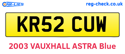 KR52CUW are the vehicle registration plates.