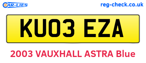 KU03EZA are the vehicle registration plates.