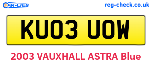 KU03UOW are the vehicle registration plates.
