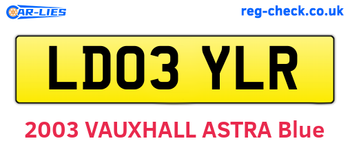 LD03YLR are the vehicle registration plates.
