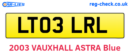 LT03LRL are the vehicle registration plates.