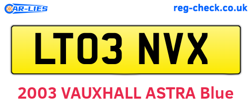 LT03NVX are the vehicle registration plates.