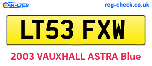 LT53FXW are the vehicle registration plates.