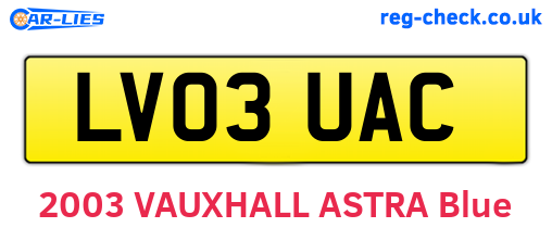 LV03UAC are the vehicle registration plates.