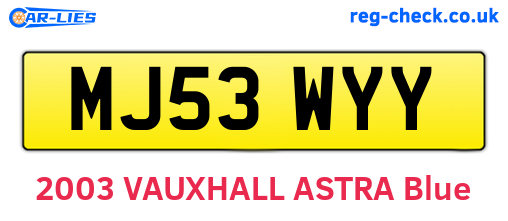 MJ53WYY are the vehicle registration plates.