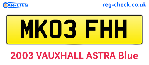 MK03FHH are the vehicle registration plates.