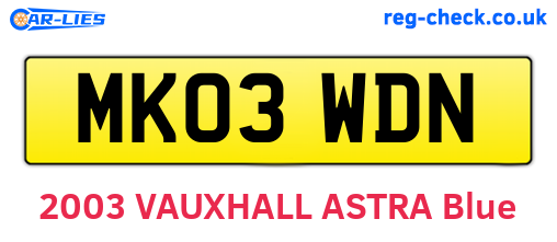 MK03WDN are the vehicle registration plates.