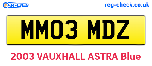 MM03MDZ are the vehicle registration plates.