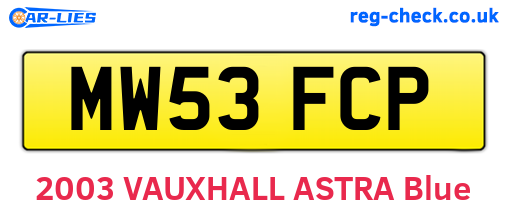 MW53FCP are the vehicle registration plates.
