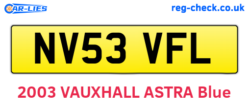 NV53VFL are the vehicle registration plates.