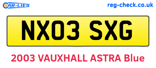 NX03SXG are the vehicle registration plates.
