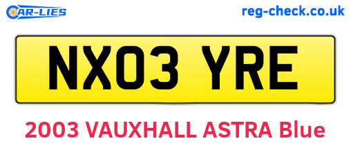 NX03YRE are the vehicle registration plates.