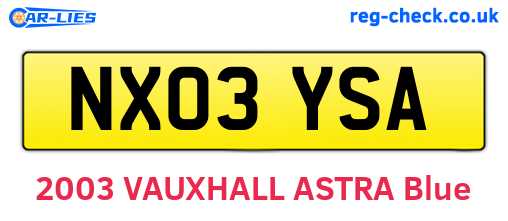 NX03YSA are the vehicle registration plates.