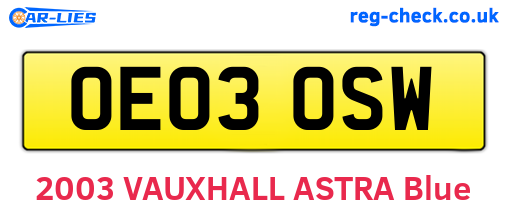 OE03OSW are the vehicle registration plates.