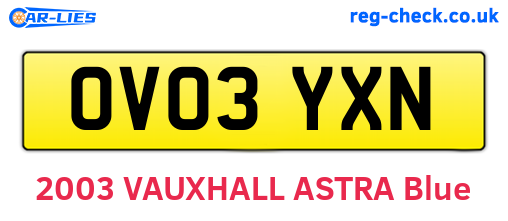 OV03YXN are the vehicle registration plates.