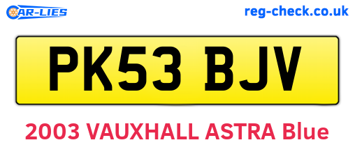 PK53BJV are the vehicle registration plates.