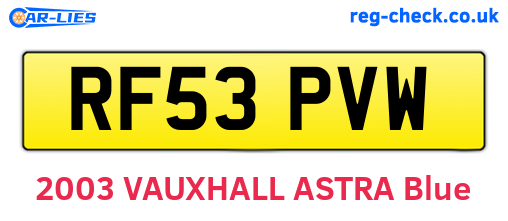 RF53PVW are the vehicle registration plates.