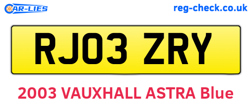 RJ03ZRY are the vehicle registration plates.