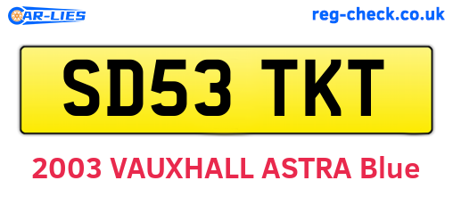 SD53TKT are the vehicle registration plates.