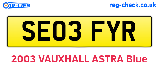 SE03FYR are the vehicle registration plates.