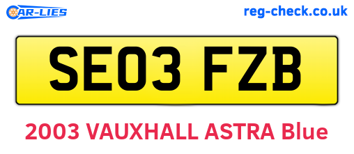 SE03FZB are the vehicle registration plates.